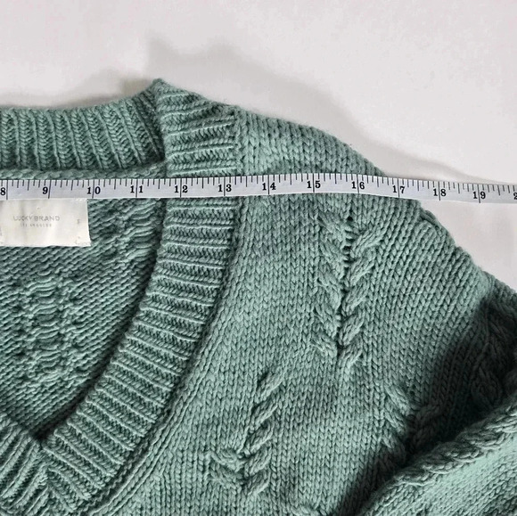 Lucky brand oversized wool blend Green V-Neck Sweater Sz Small - Picture 9 of 10